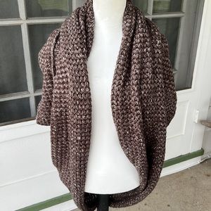 Funky Chunky Knit Cocoon Sweater Shrug in Brown/White